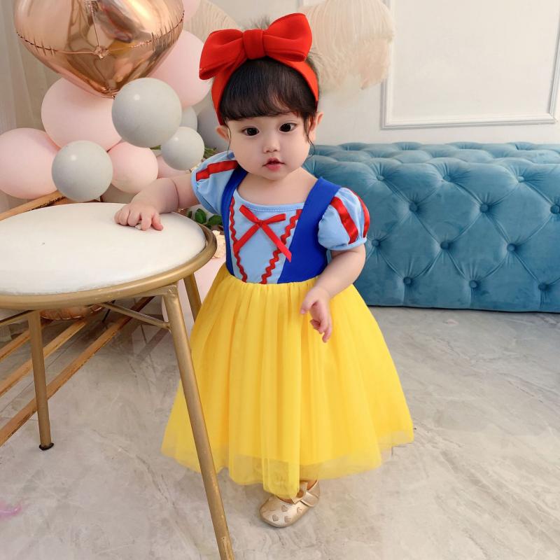 Đầm Hóa Trang Công Chúa Bạch Tuyết Tay Ngắn Phối Lưới Xinh Xắn Cho Bé Gái