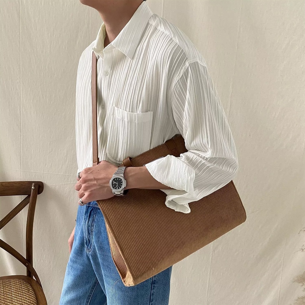 Áo Sơ Mi Trơn Màu Cổ Tròn Thời Trang Trẻ Trung Cho Nam