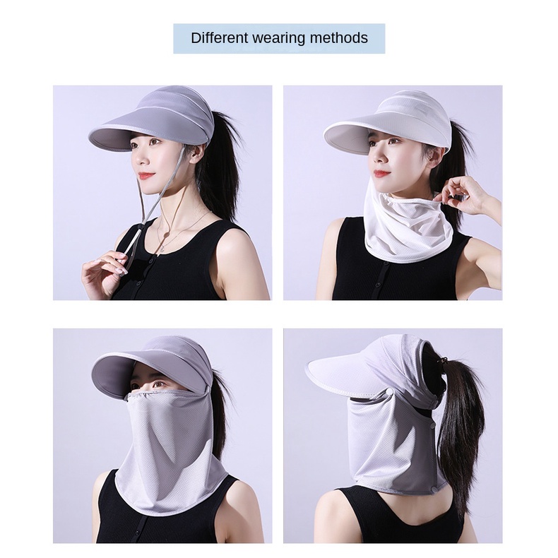 Mũ Chống Nắng Kèm Tấm Che Mặt Chống Tia Uv Cao Cấp Thời Trang Mùa Hè Cho Nữ