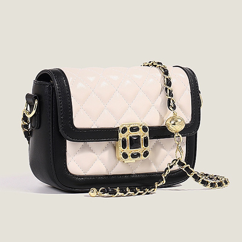 Túi Đeo Chéo Hình Vuông Nhỏ Thiết Kế Hình Thoi Màu Sắc Tương Phản Thời Trang Cao Cấp Cho Nữ