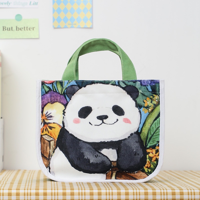 Túi Xách Canvas Họa Tiết Gấu Trúc Hoạt Hình Hàng Mới Dành Cho Học Sinh