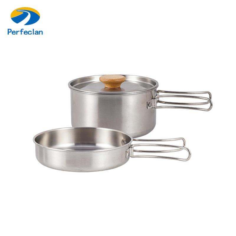 Bộ nồi chảo nấu ăn PERFECLAN bằng thép không gỉ di động dễ vệ sinh chắc chắn