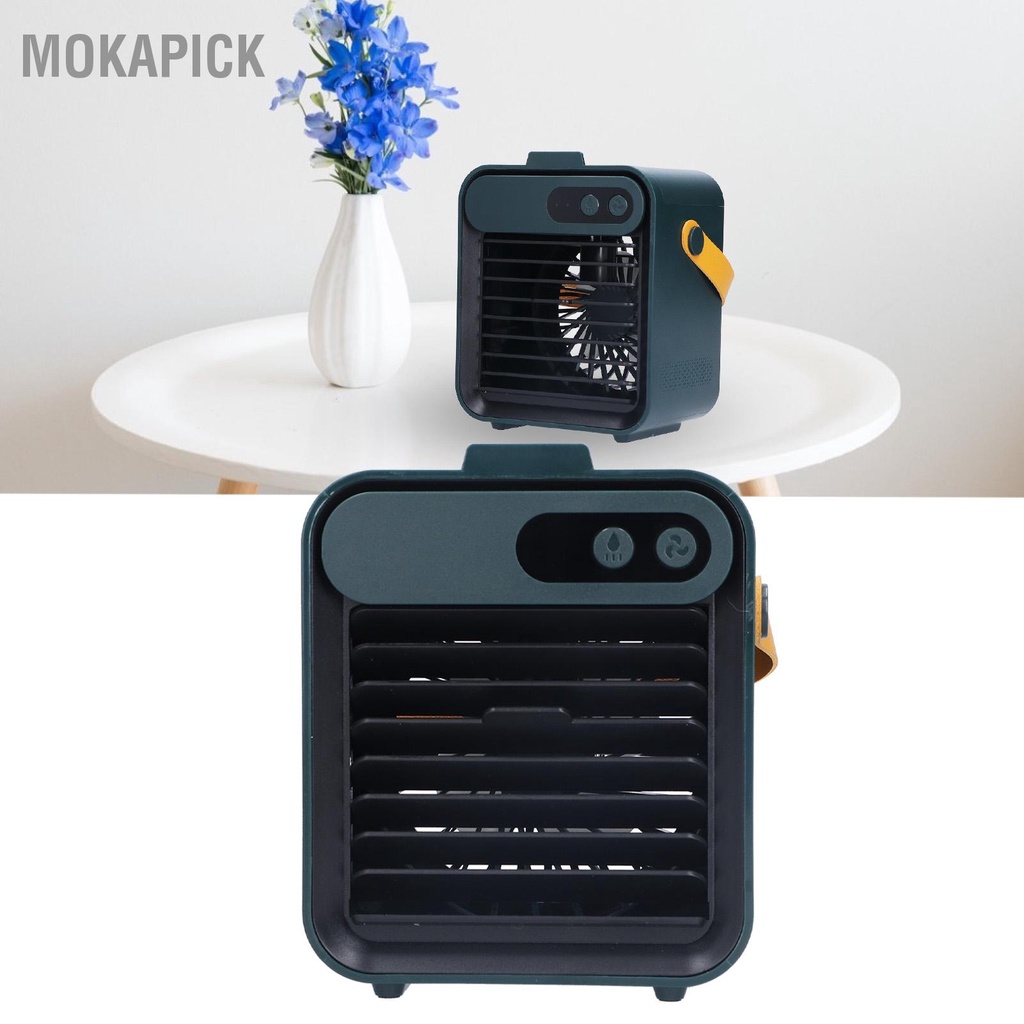 Mokapick Máy làm mát không khí để bàn USB Type-C Quạt điều hòa lắc đầu có gương đứng điện thoại di động