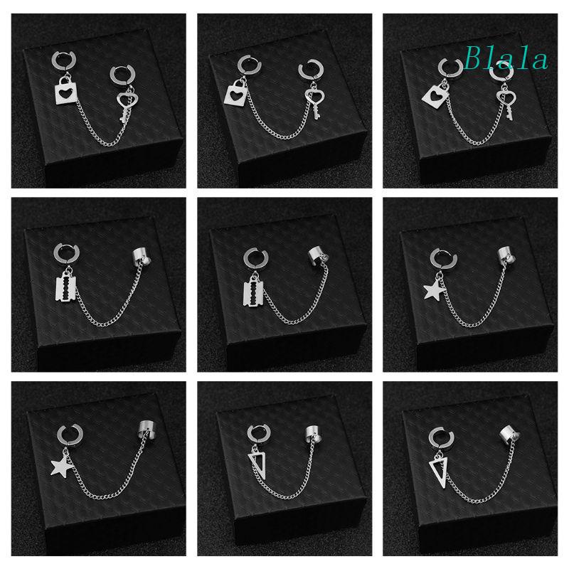 Khuyên Tai Dạng Kẹp Phối Dây Xích Phong Cách Hàn Quốc Thời Trang Cho Nữ