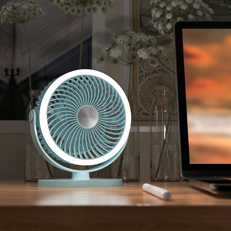 Quạt Cắm Trại Để Bàn 3 Tốc Độ Có Đèn LED 1000mAh