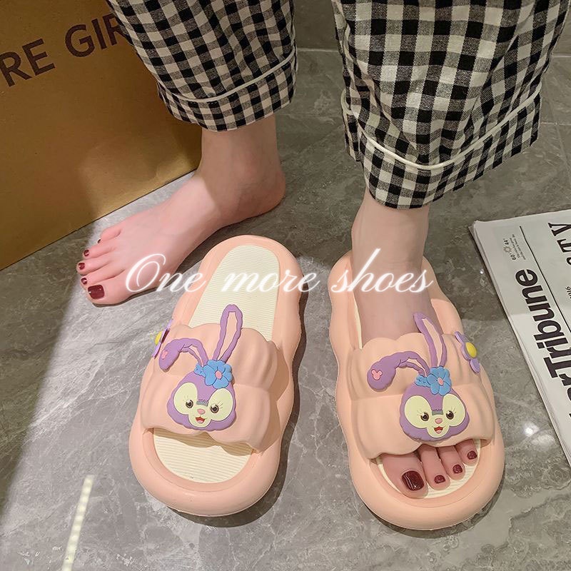 195.Dép Đi Trong Nhà Đế Dày Mềm Mại Chống Trượt Họa Tiết Thỏ Hoạt Hình Thời Trang Mùa Hè Cho Nữ