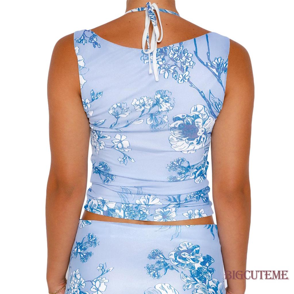 Áo Hai Dây Cổ Chữ V In Hoa Thời Trang Mùa Hè Dành Cho Nữ