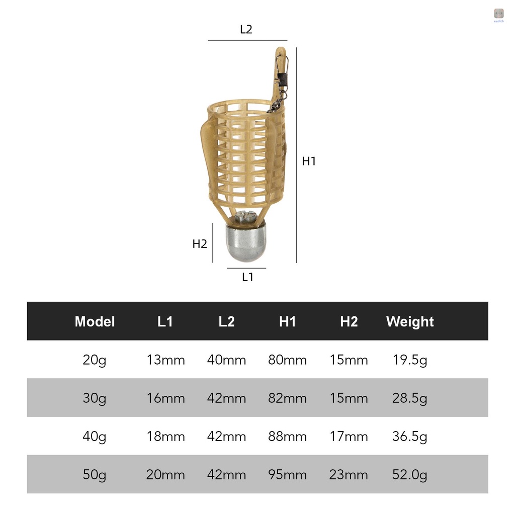 Lồng Đựng Mồi Câu Cá 20g / 30g / 40g / 50g Kèm Giá Đỡ Tiện Dụng