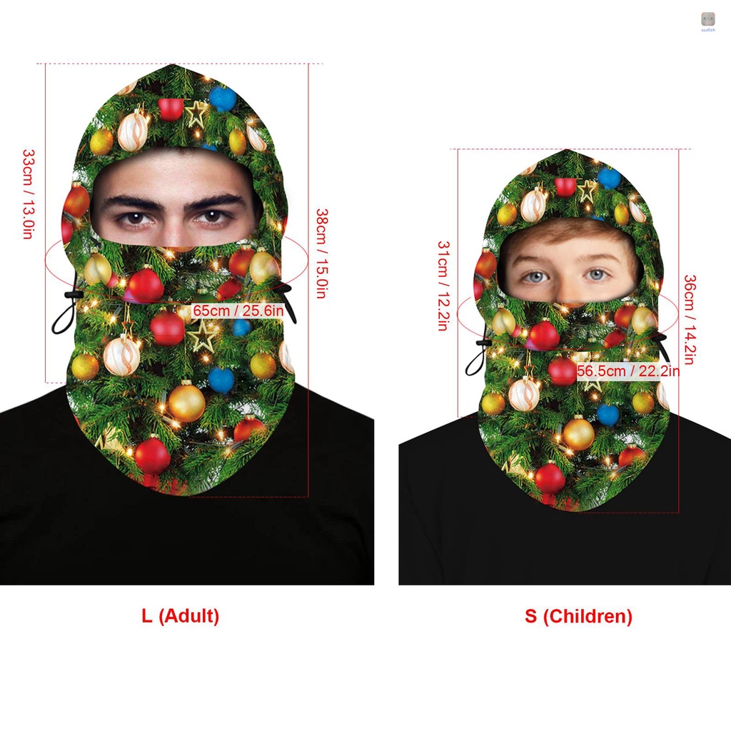 Khẩu Trang Giữ Ấm In Họa Tiết Giáng Sinh Bằng Lông Cừu Có Thể Điều Chỉnh Cho Người Lớn Và Trẻ Em