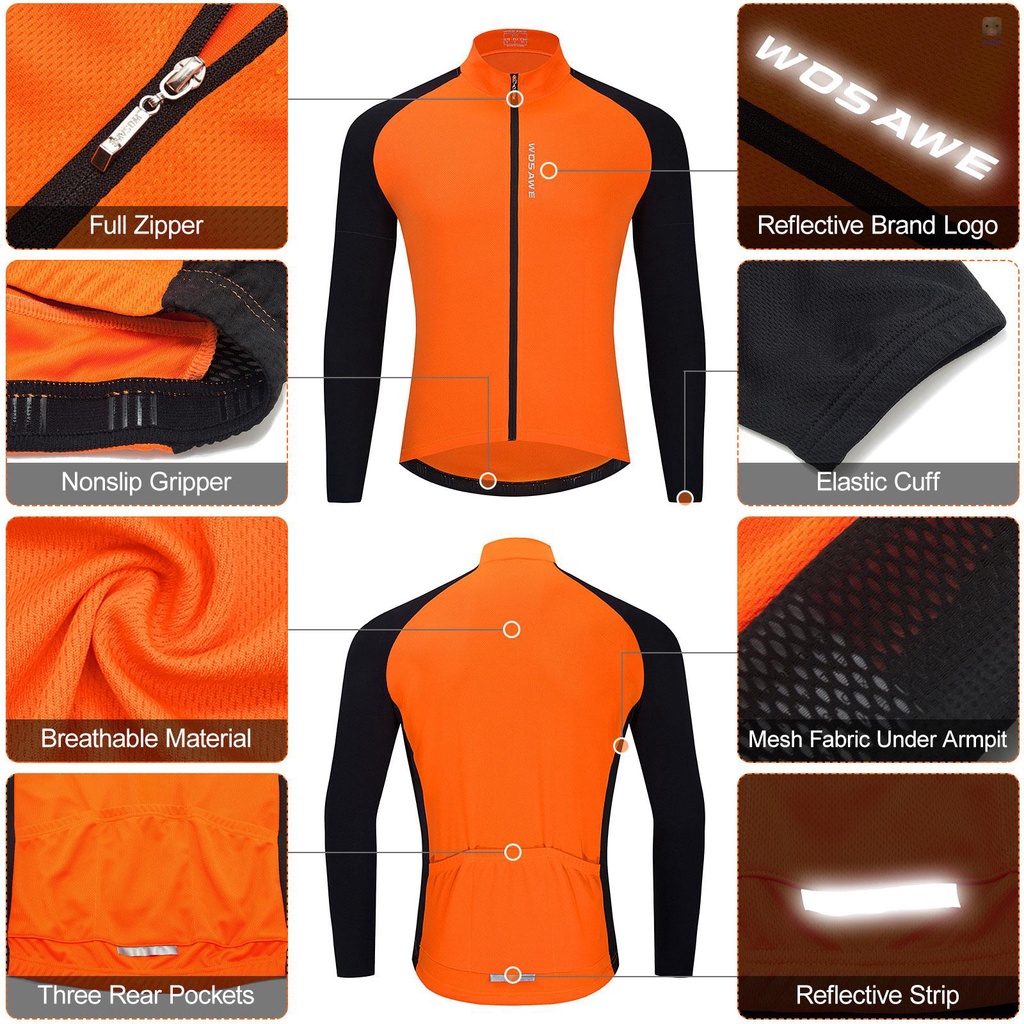 Áo Đạp Xe Dài Tay Thoáng Khí Có Khóa Kéo Toàn Diện Cho Nam