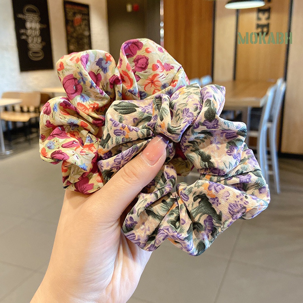 Bộ 3 Dây Cột Tóc Co Giãn Họa Tiết Hoa Xinh Xắn Thời Trang Cho Nữ