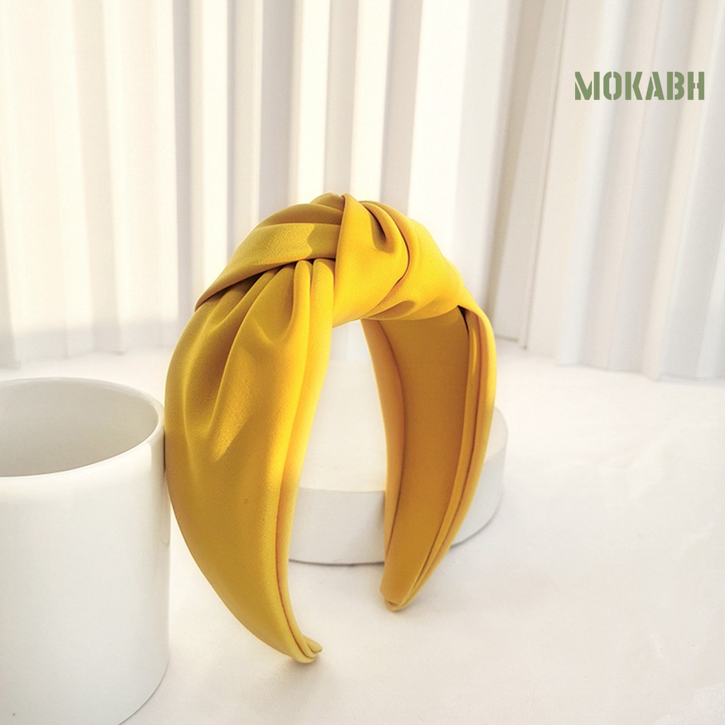 Băng Đô Cài Tóc Màu Trơn Thắt Nút Bản Rộng Thời Trang Cho Nữ