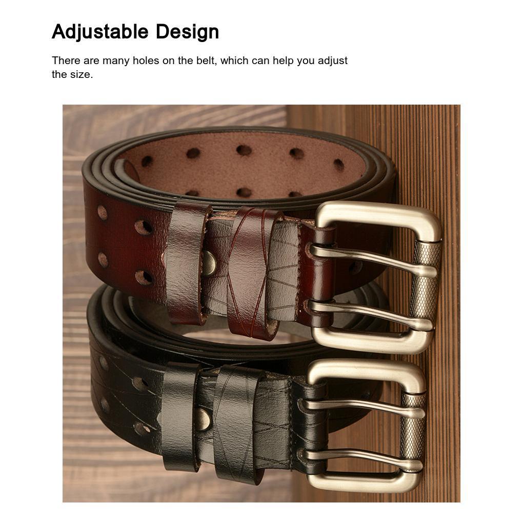 Thắt Lưng Da Hai Khóa Kim Loại 3 8cm Phong Cách Cao Bồi Thông Dụng Sang Trọng Cho Nam