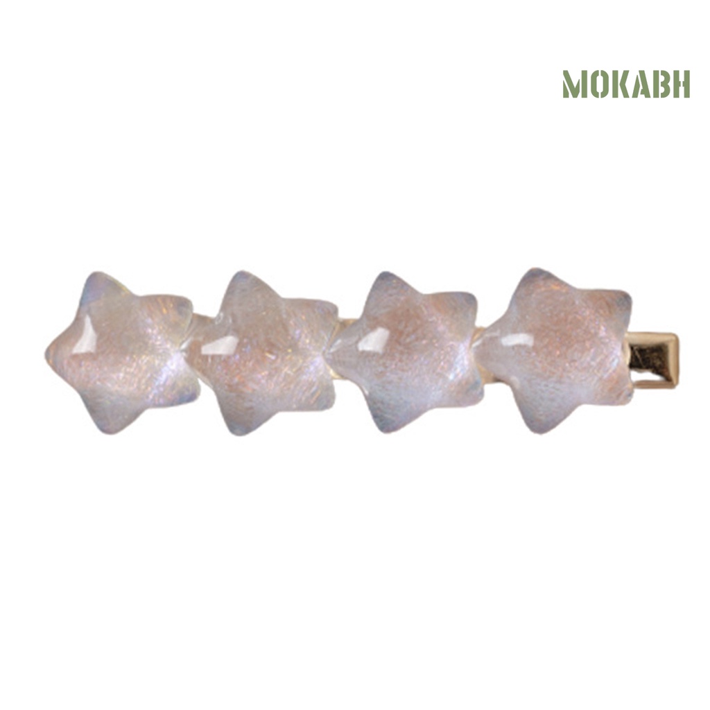 Kẹp Tóc Hình Ngôi Sao Trong Suốt Chống Trượt Bằng Nhựa Resin Phong Cách Hàn Quốc