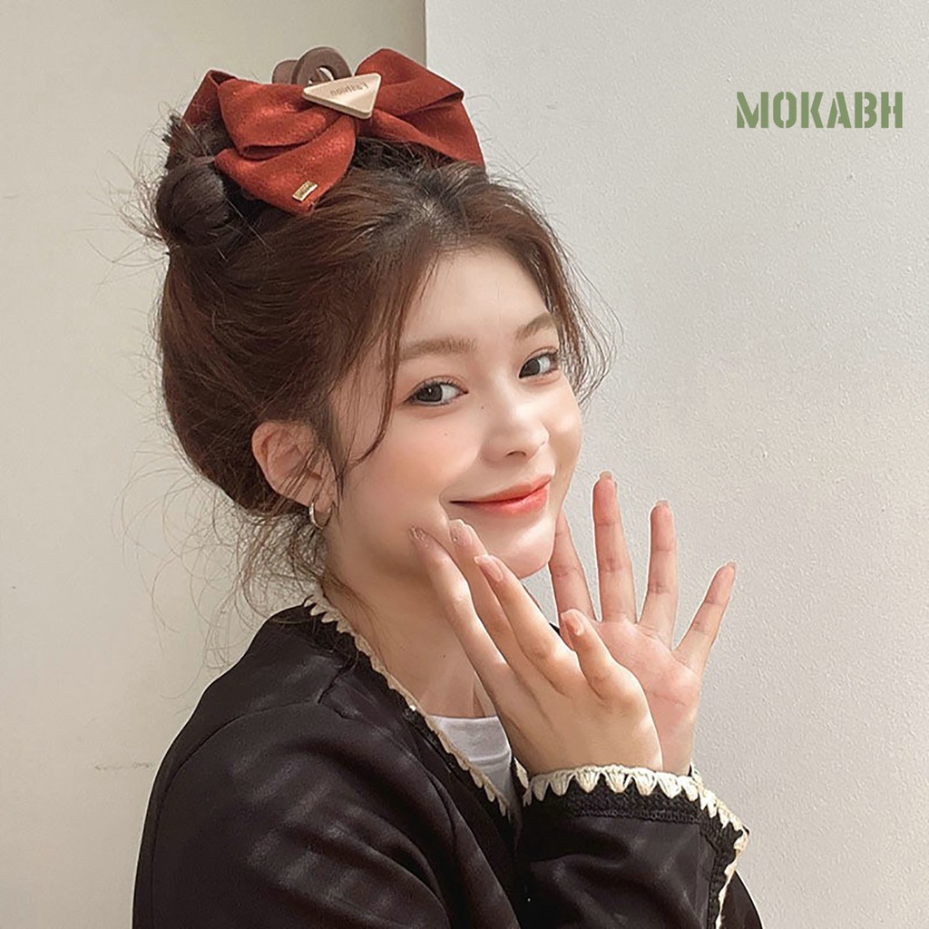 Kẹp Tóc Hình Nơ Hai Mặt Bằng Vải Mờ Phong Cách Hàn Quốc Dành Cho Nữ