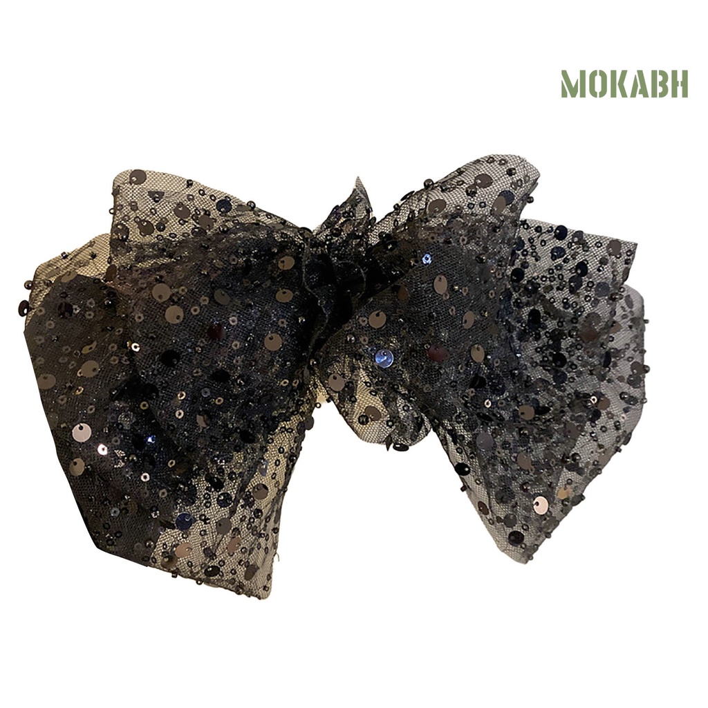 Kẹp Tóc Hình Nơ Lưới Màu Trơn Xuyên Thấu Nhiều Lớp Sang Trọng Dành Cho Nữ