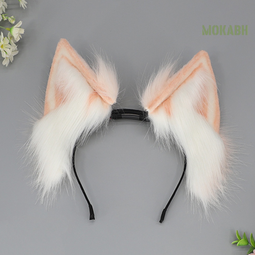 Băng Đô Tai Mèo Bằng Kim Loại Phối Lông Hóa Trang Phong Cách Nhật Bản