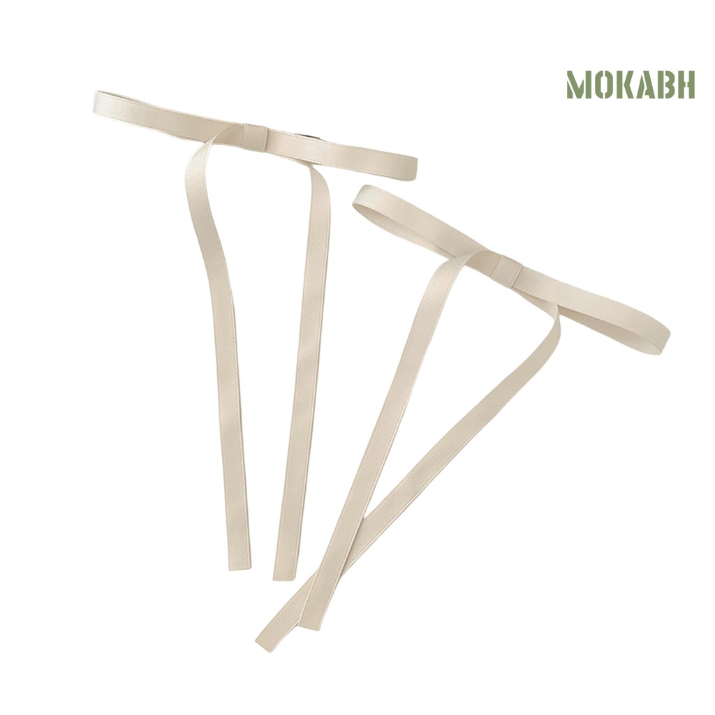 Bộ 2 Dây Cột Tóc Ruy Băng Mềm Mại Màu Trơn Không Phai Cho Nữ