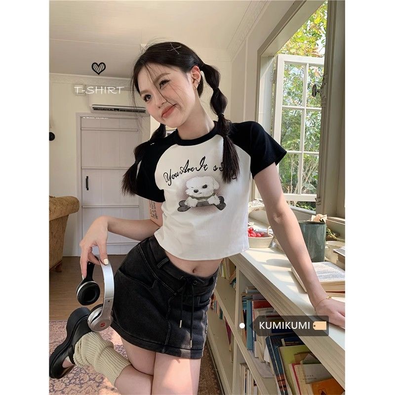 Áo Thun Ngắn Tay Màu Sắc Tương Phản Thời Trang Mùa Hè Cho Nữ