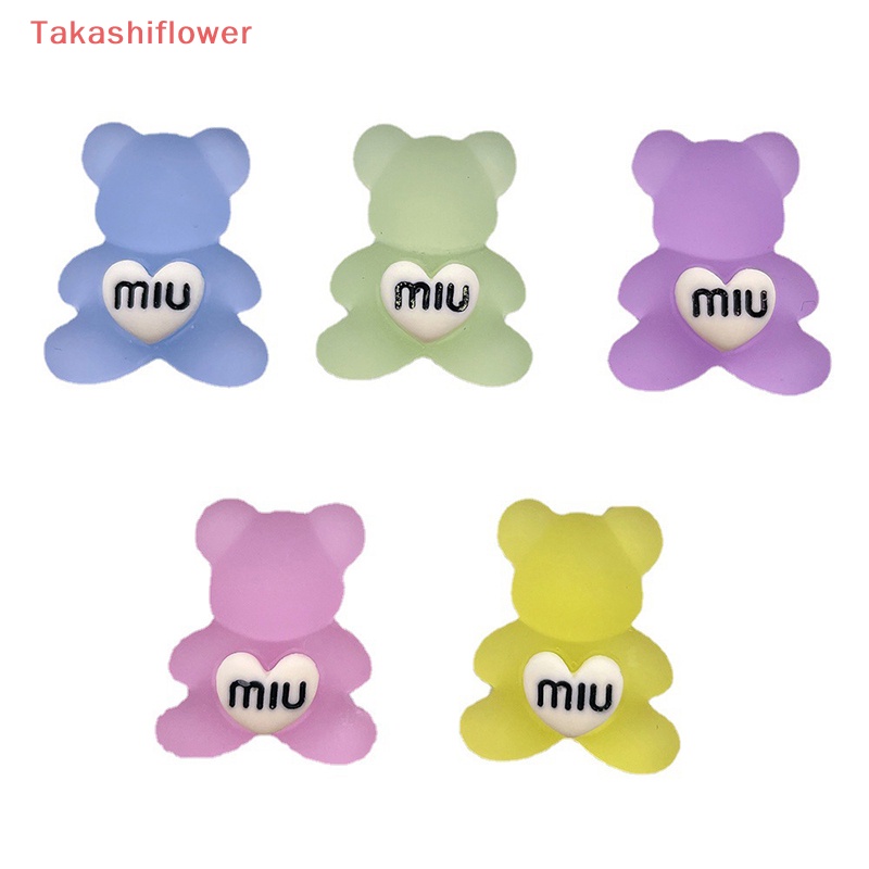 Bộ 2 Miếng Dán Hình Gấu Dạ Quang Trang Trí Bảng Điều Khiển Xe Hơi / Nhà Cửa / Sân Vườn Diy