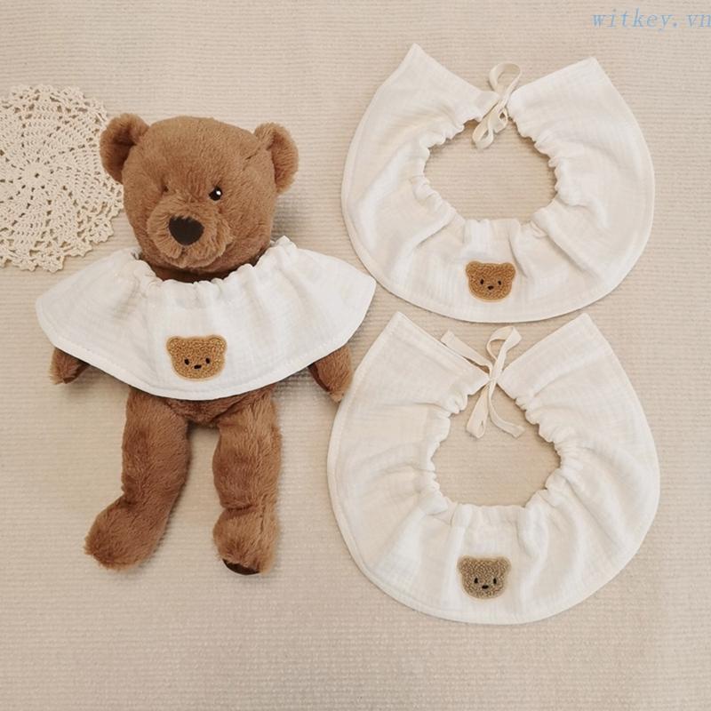 Khăn Yếm Ăn Bằng Cotton 4 Lớp Họa Tiết Gấu Hoạt Hình Dễ Thương Cho Bé
