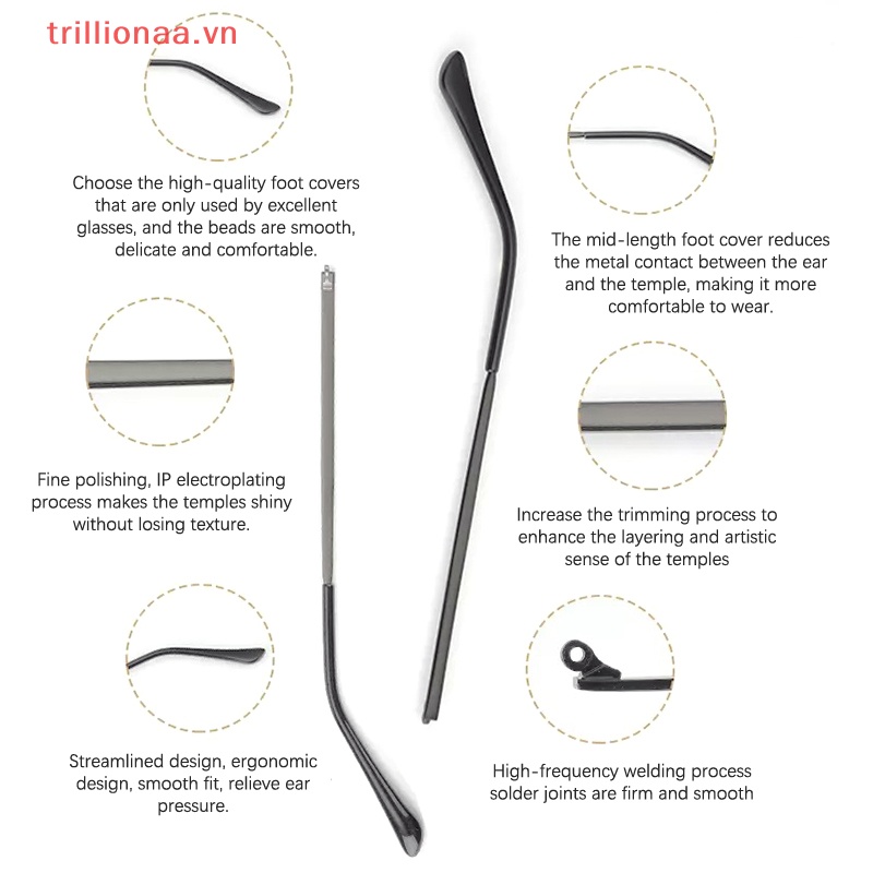 1 Cặp Kính Mát Trillionaaa Thay Thế Chống Trượt Bằng Kim Loại