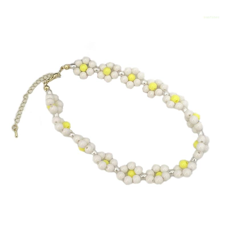 Vòng cổ Chuỗi Hạt Hình Hoa Phong Cách Hàn Quốc Thời Trang Cho Nữ