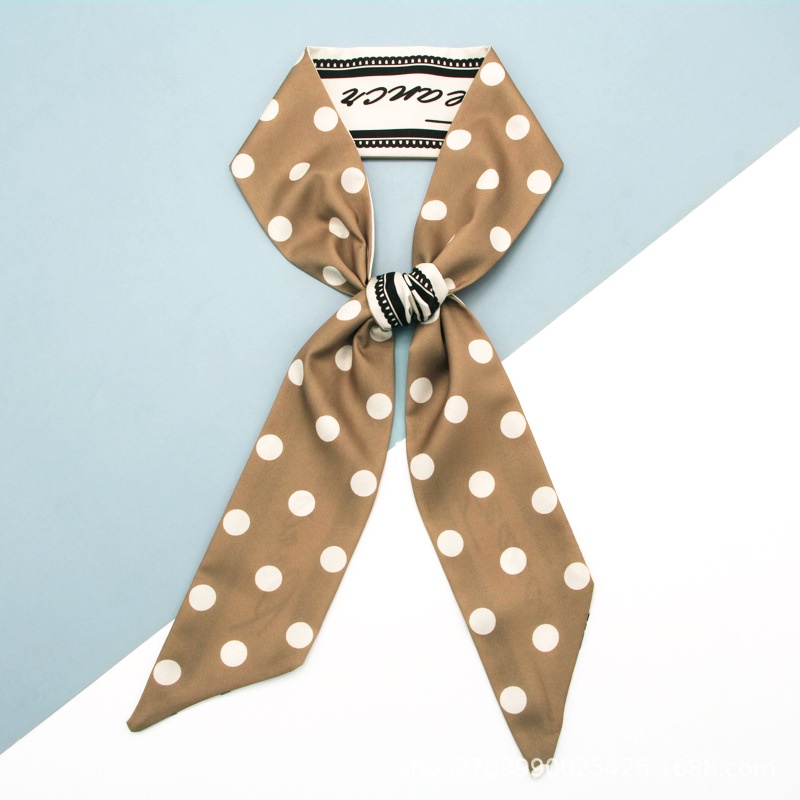 Khăn Quàng Cổ Thắt Nơ Họa Tiết Chấm Bi Bằng Lụa