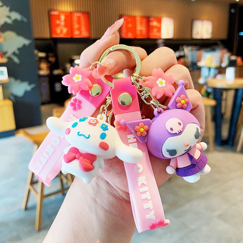 Sanrio Móc Chìa Khóa Xe Hơi Hình Búp Bê Kuromi Hoa Anh Đào Dễ Thương