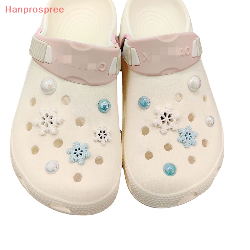 Hanprospree > 1 Bộ Phụ Kiện Trang Trí Giày Hình Hoa Tuyết Ngọc Trai Có Thể Tháo Rời DIY