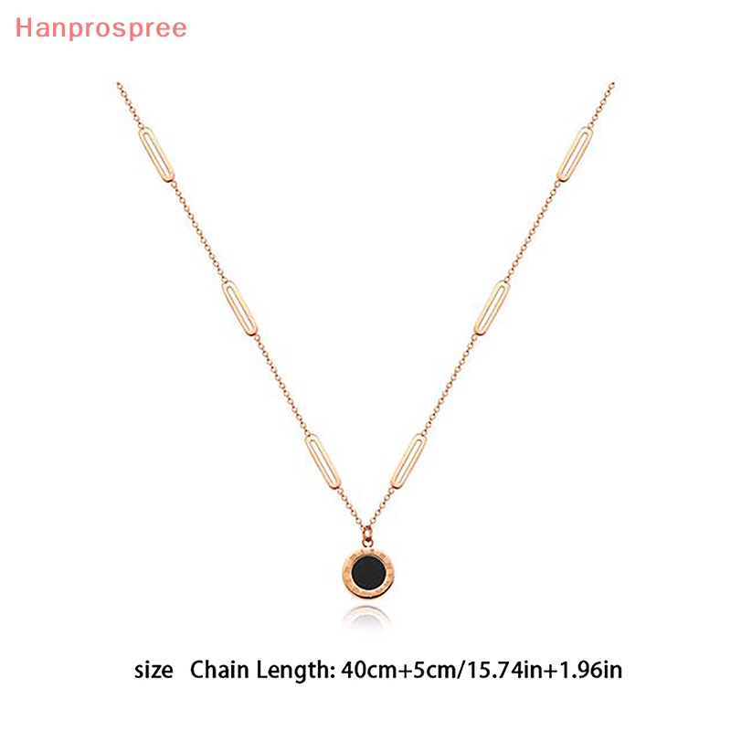 Hanprospree > Vòng cổ Hai Mặt Hình Tròn Bằng Thép Titan Màu Trắng Đen Cá Tính Dễ Phối Đồ Dành Cho Nữ