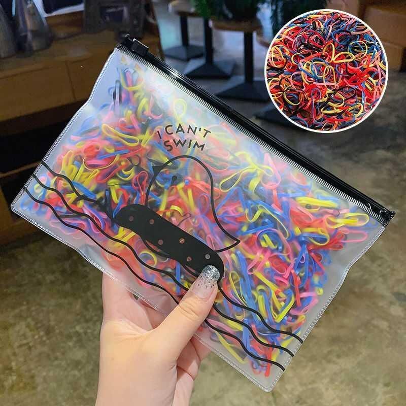 Dây Cột Tóc Co Giãn Màu Đen Dùng Một Lần Cho Nữ / Trẻ Em Mã 113