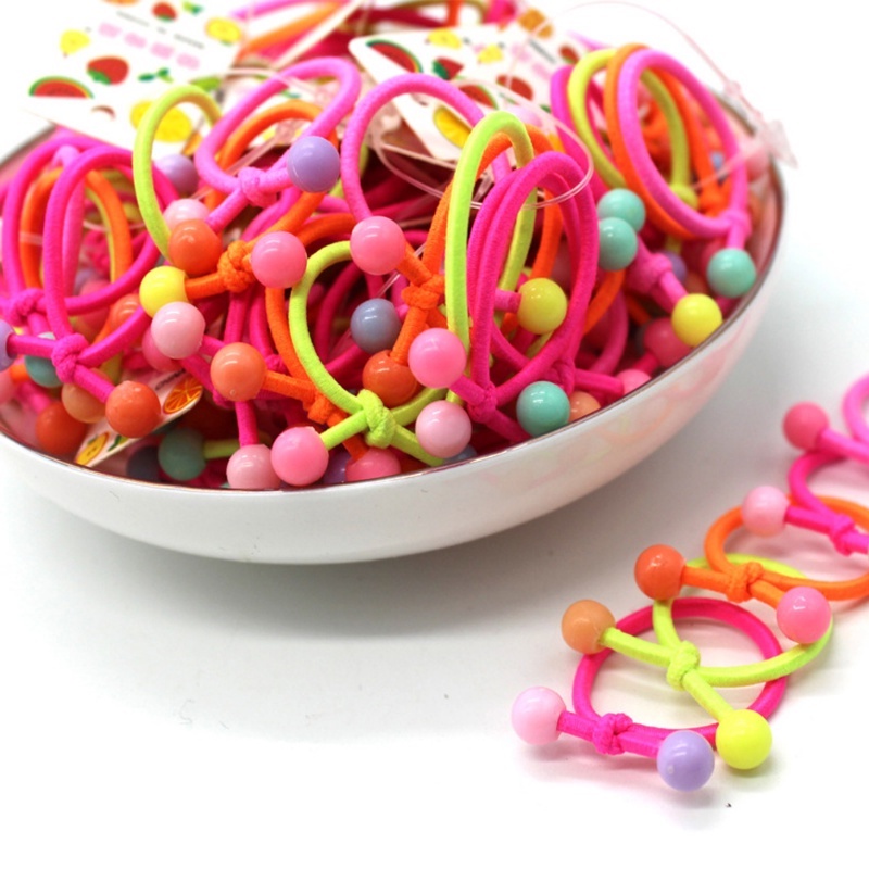 Set 10 Dây Cột Tóc Co Giãn Nhiều Màu Sắc Dễ Thương Cho Bé Gái