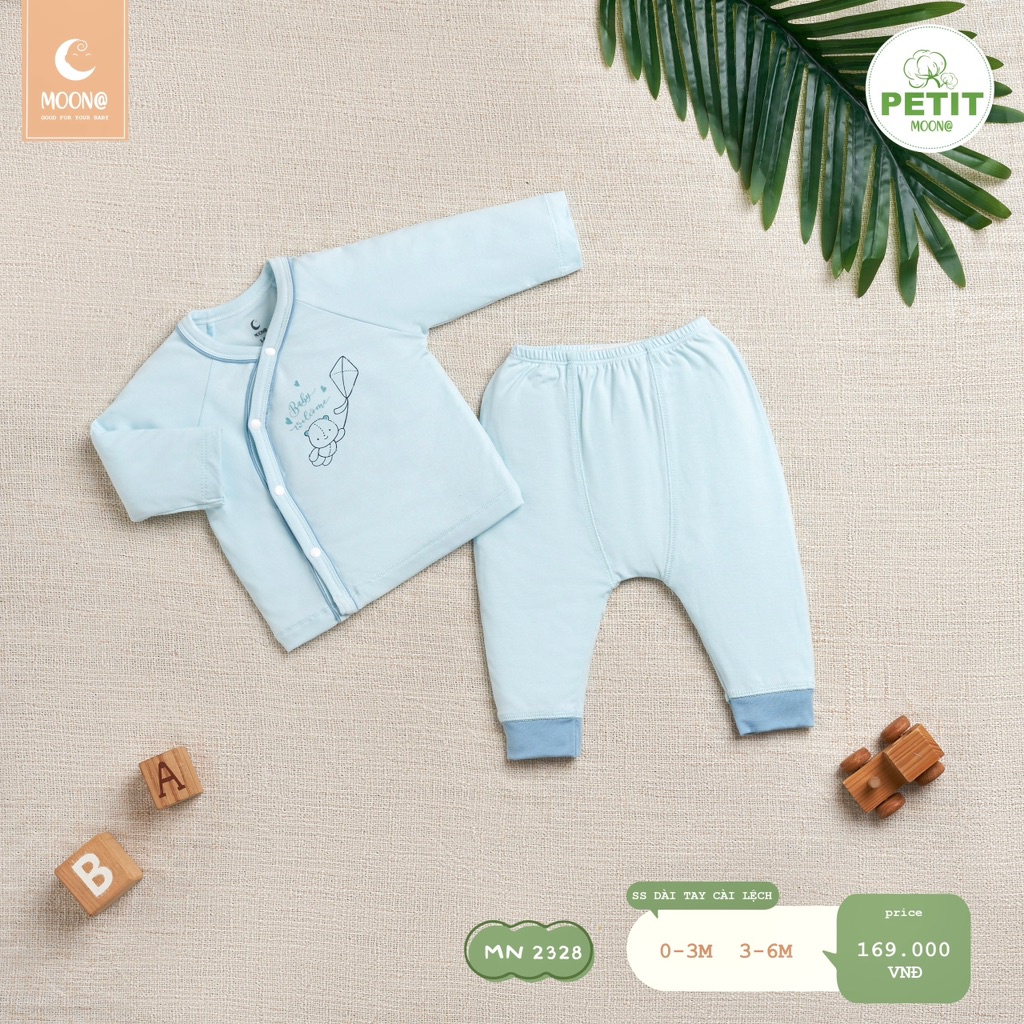 Bộ sơ sinh cài chéo Moon cho bé trai bé gái