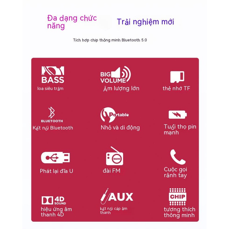 Loa Bluetooth X6 Loa siêu trầm ngoài trời Bluetooth không dây