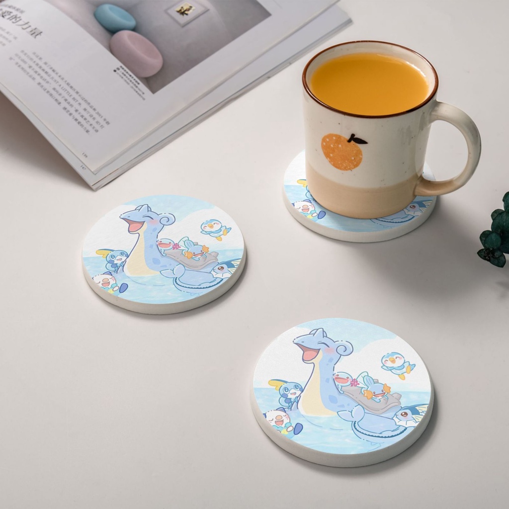 Đế lót ly cốc Diatomite tròn Pokemon Piplup 2 CÁI (10 * 0,9cm)