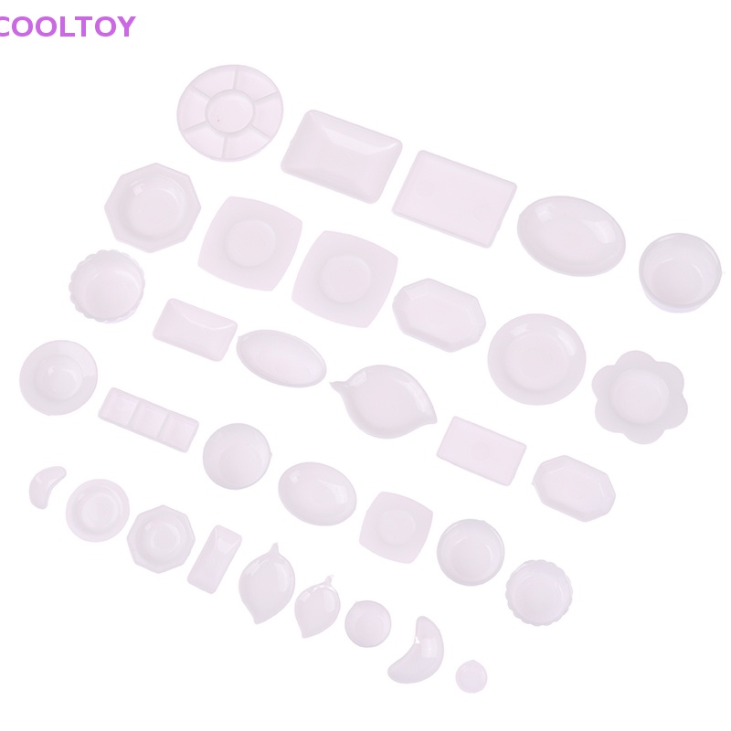 Cooltoy set 33 Dĩa Đựng Thức Ăn Đồ Chơi Mini Màu Trắng Trang Trí Nhà Búp Bê