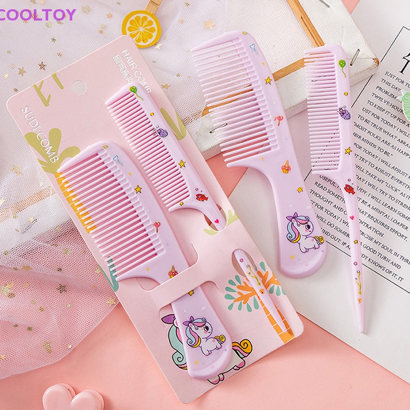 Set 2 Lược Đuôi Nhọn Chống Tĩnh Điện Dễ Thương Cho Bé Gái