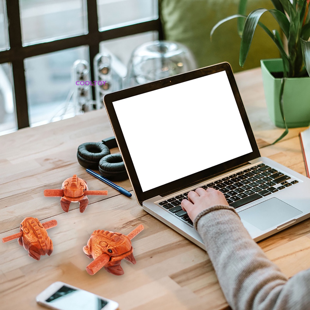 Cooltoy Set 4 Nhạc Cụ Điêu Khắc Hình Chú Ếch Mini Bằng Gỗ