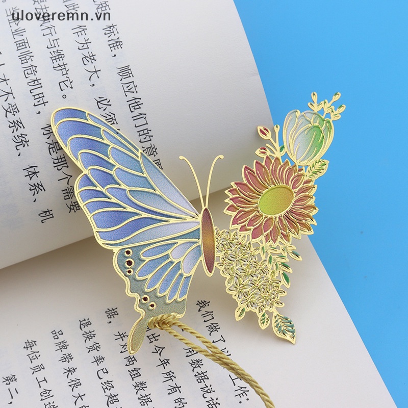 Kẹp Đánh Dấu Trang Sách Bằng Kim Loại Họa Tiết Hoa Bướm Rỗng Phối Tua Rua Tinh Tế Phong Cách Trung Hoa Tinh Tế Cho Học Sinh