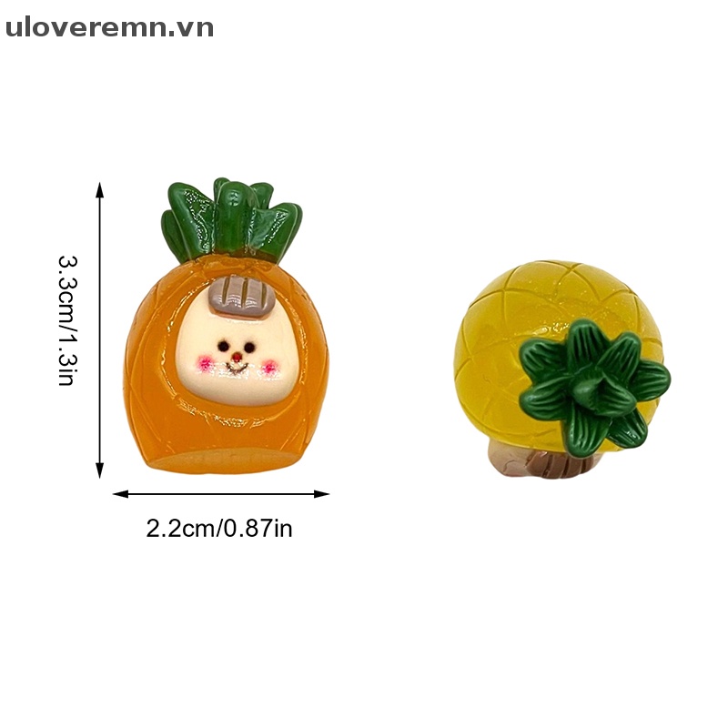 Set 2 Đồ trang trí Quả Dứa Hoạt Hình Mini Phát Sáng Dùng Trang Trí Tiểu Cảnh
