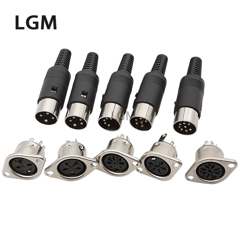 Set 5 Phích Cắm DIN 3 / 4 / 5 / 6 / 7 / 8 PIN DIN Chuyên Dụng Chất Lượng Cao