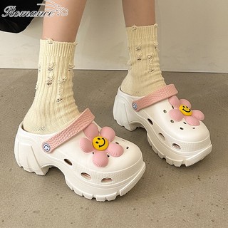 Dép Đế Dày 6cm Đính Hoa Dễ Thương Thời Trang Đi Biển Cho Nữ