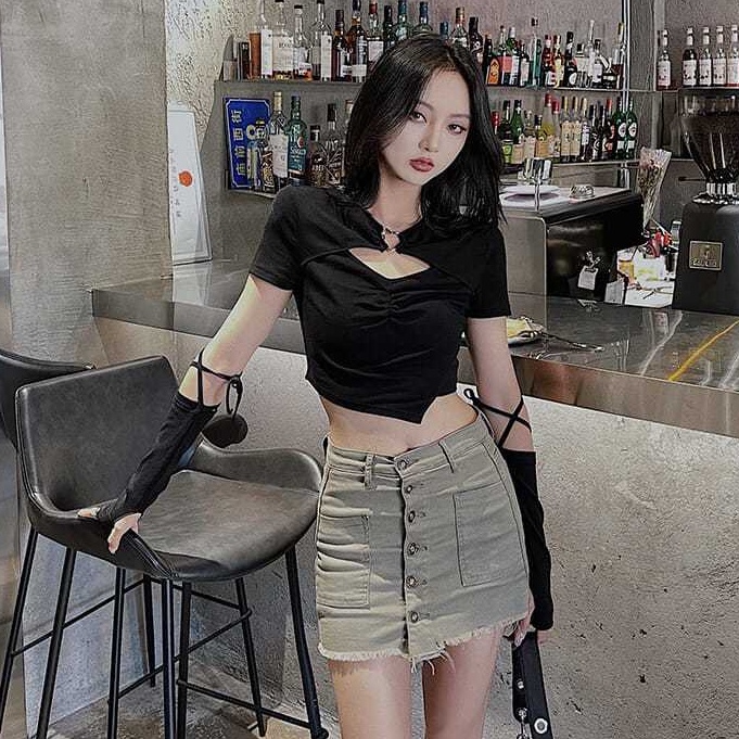 Áo baby tee Thun croptop Tay Ngắn Hở Rốn Dáng Ôm Phong Cách Harajuku Thời Trang Mùa Hè Hàng Mới Dành Cho Bạn Nữ