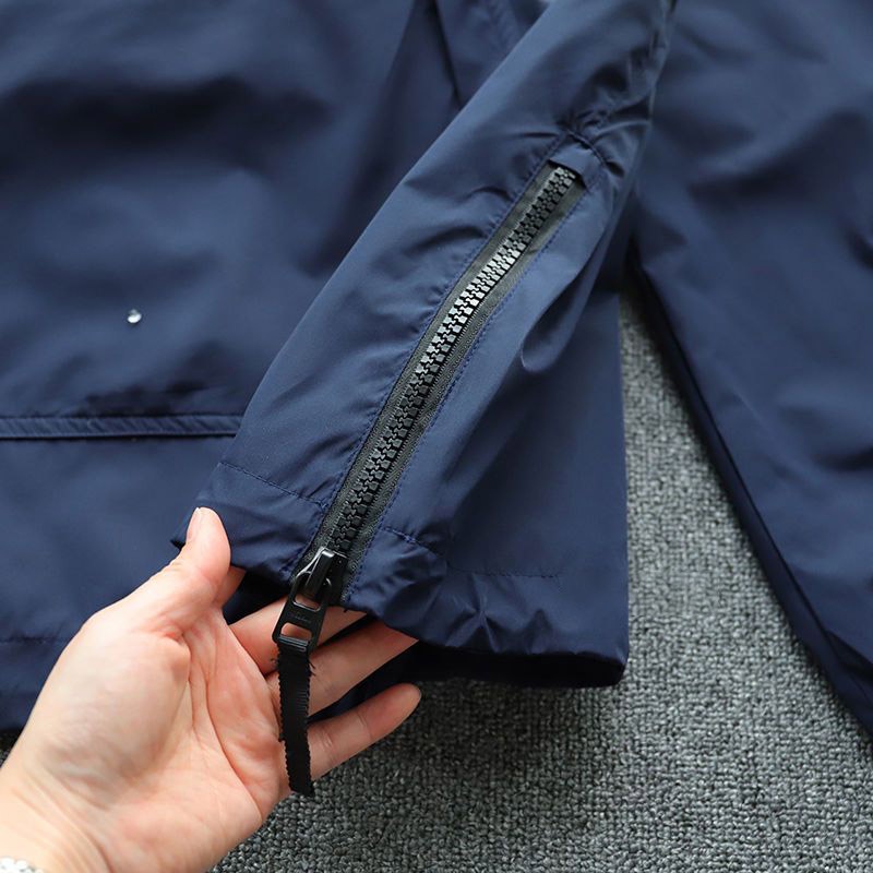EERSHENSHI Áo Khoác Chống Gió Chống Thấm Nước Có Mũ Trùm Phối Khóa Kéo Thời Trang Dành Cho Nam