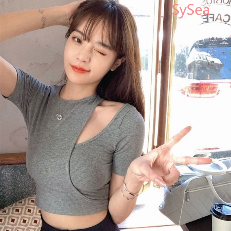 Áo Kiểu Trễ Vai Dáng Ôm Thời Trang Mùa Hè Phong Cách Hàn Quốc Quyến Rũ Cho Nữ