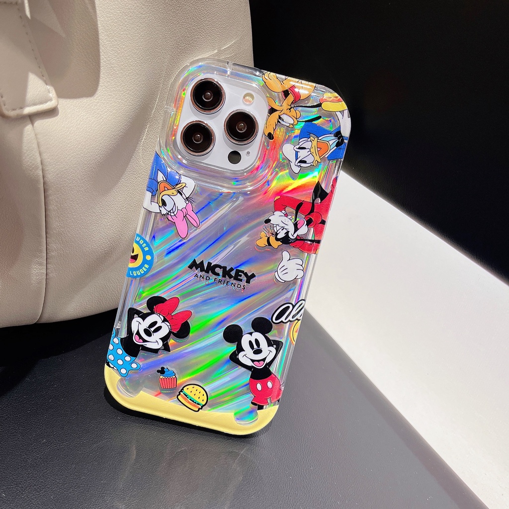 Ốp Điện Thoại TPU Trong Suốt Màu Laser Họa Tiết Hoạt Hình Mickey Dễ Thương Cho iPhone 12 13 14 Pro Max