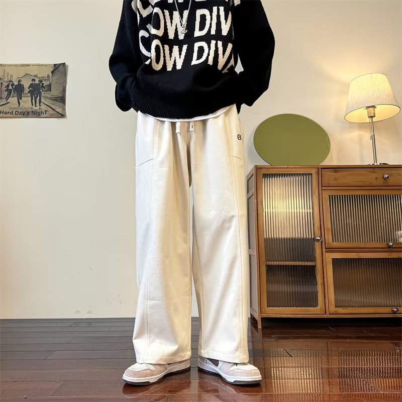 Quần Dài Ống Rộng Màu Sắc Đơn Giản Phong Cách Retro Mỹ