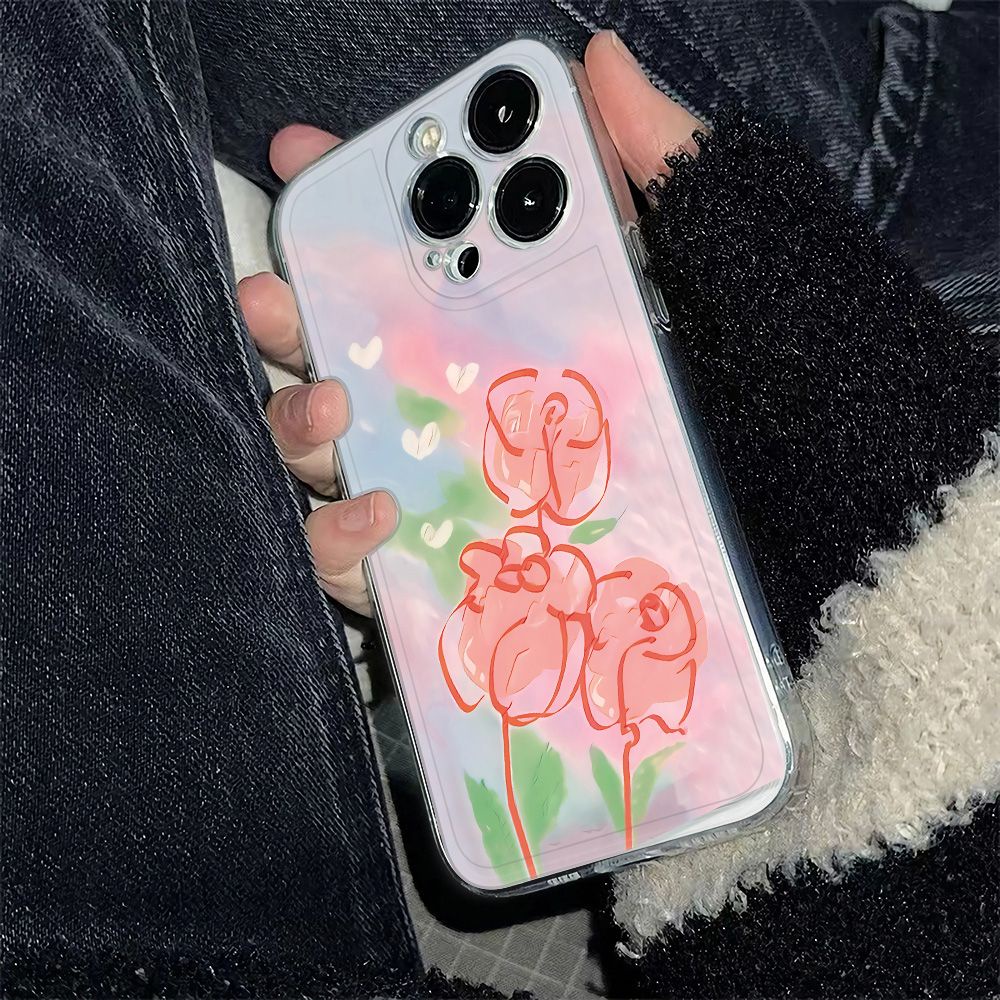 ✅Ốp Điện Thoại Mềm Chống Sốc Họa Tiết Hoa Hồng Đỏ Cho Apple Iphone 14Pro 11136Inmax 1278