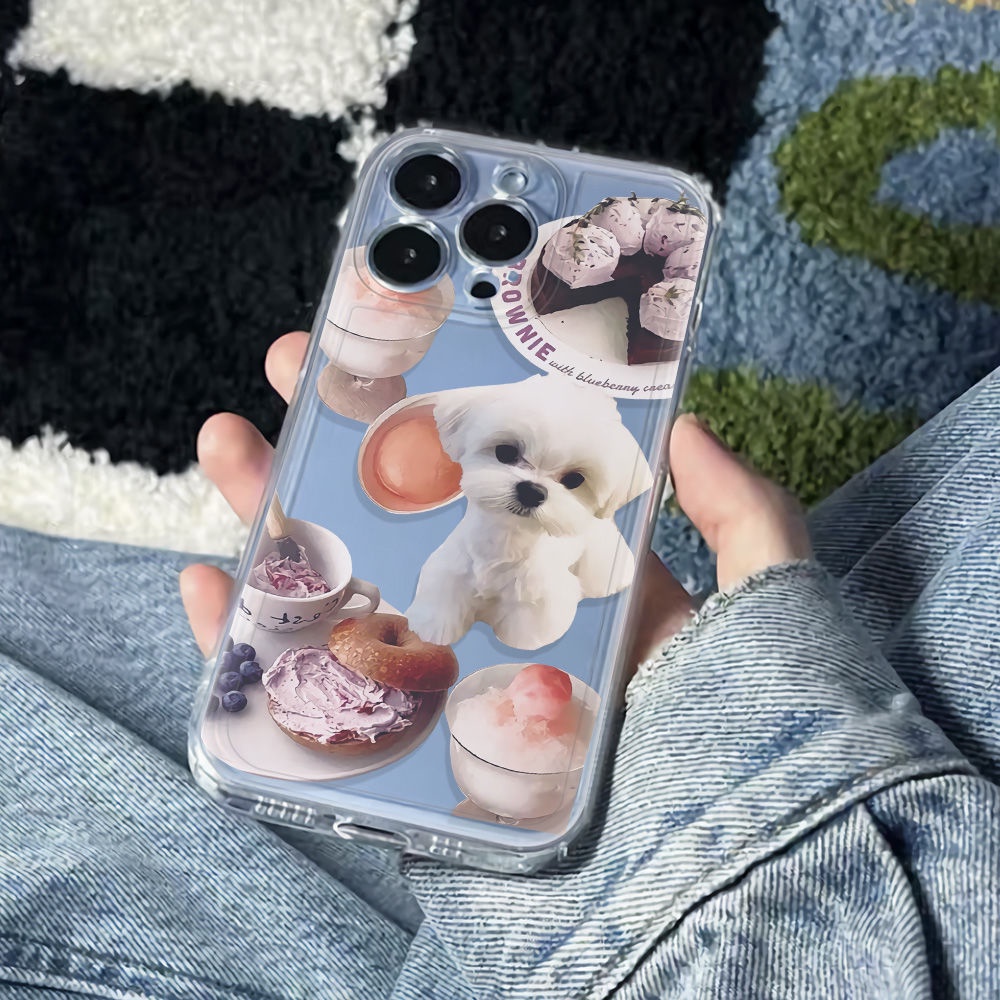 ✅Ốp Điện Thoại Mềm Chống Sốc Hình Cún Trắng Đơn Giản Cho Iphone 14pro 11 6In 13 12Max78